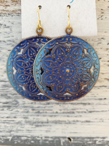 Blue Medallion Earrings by LuLilly