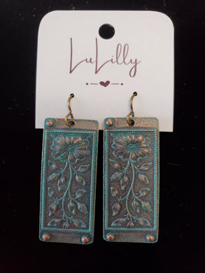 Verdigris Rectangle Earrings