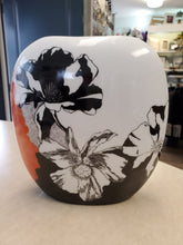Load image into Gallery viewer, Hand-Painted Orange and Black Floral Vase