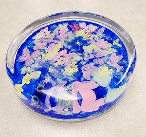Abstract Floral Glass Paperweight