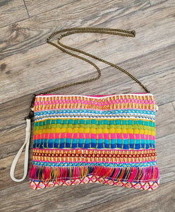 Vibrant Stripes Crossbody Bag / Wristlet