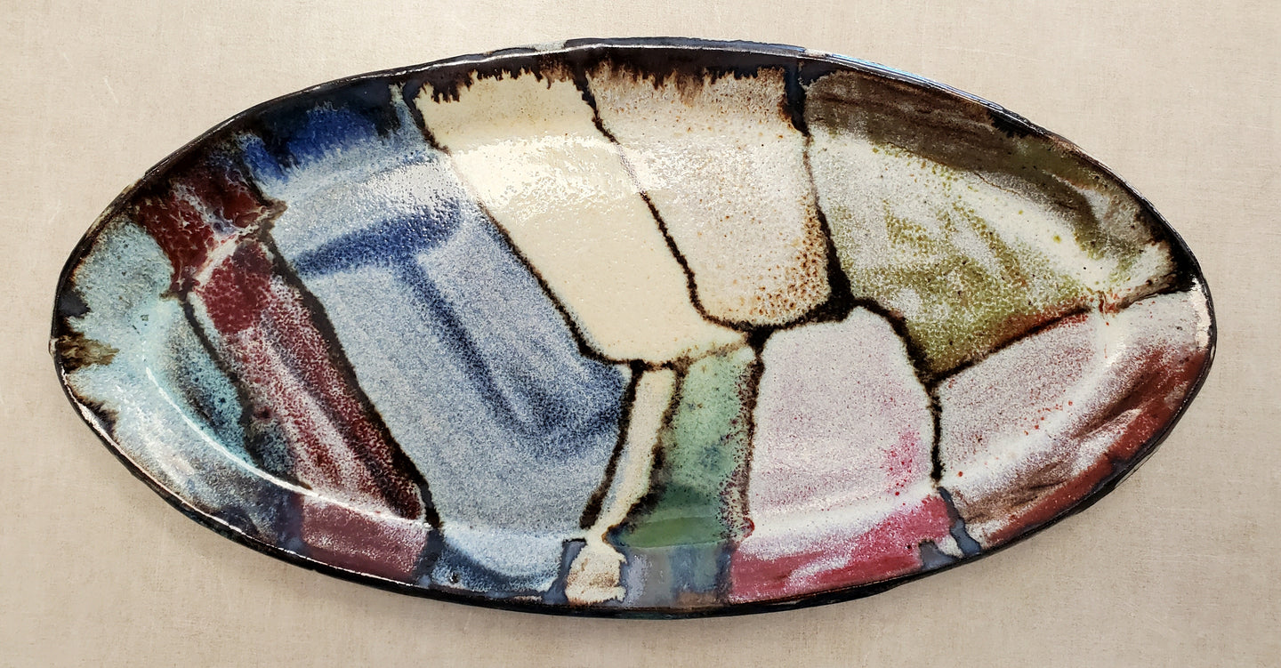 Multi Color Oval Tray by Susan Layne Pottery