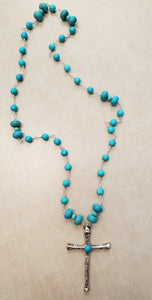 Cross with Turquoise Beaded Necklace