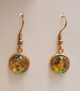 Multicolor Sparkly Gold Round Earrings