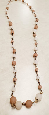 Soft White and Taupe Beaded Necklace