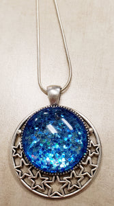 Blue Sparkle with Stars Necklace
