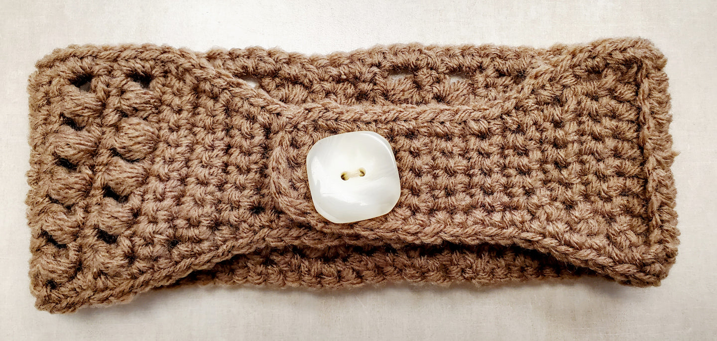 Headband - Brown with Ivory Button