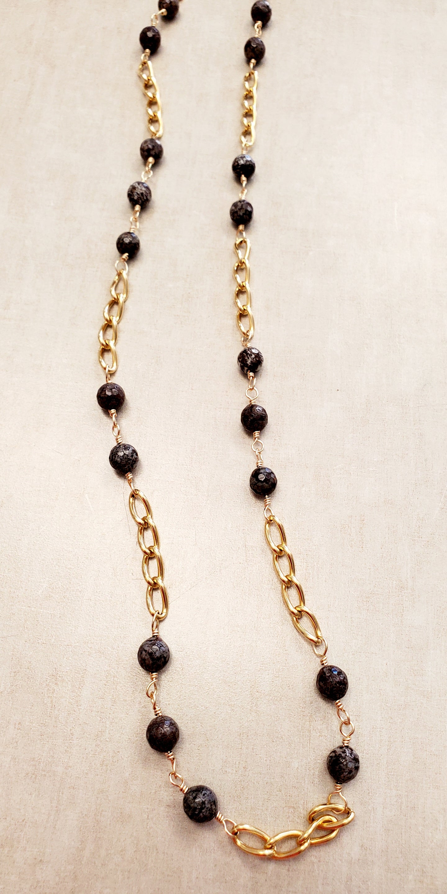 Gold Chain w/Brown Beads Necklace