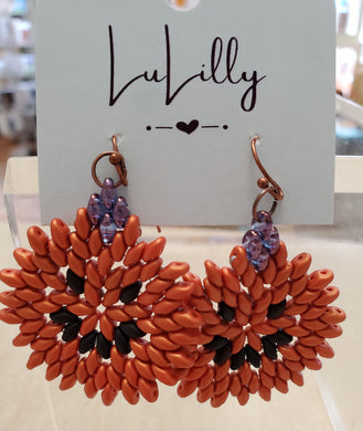 Pumpkin Faces Beaded Earrings by LuLilly