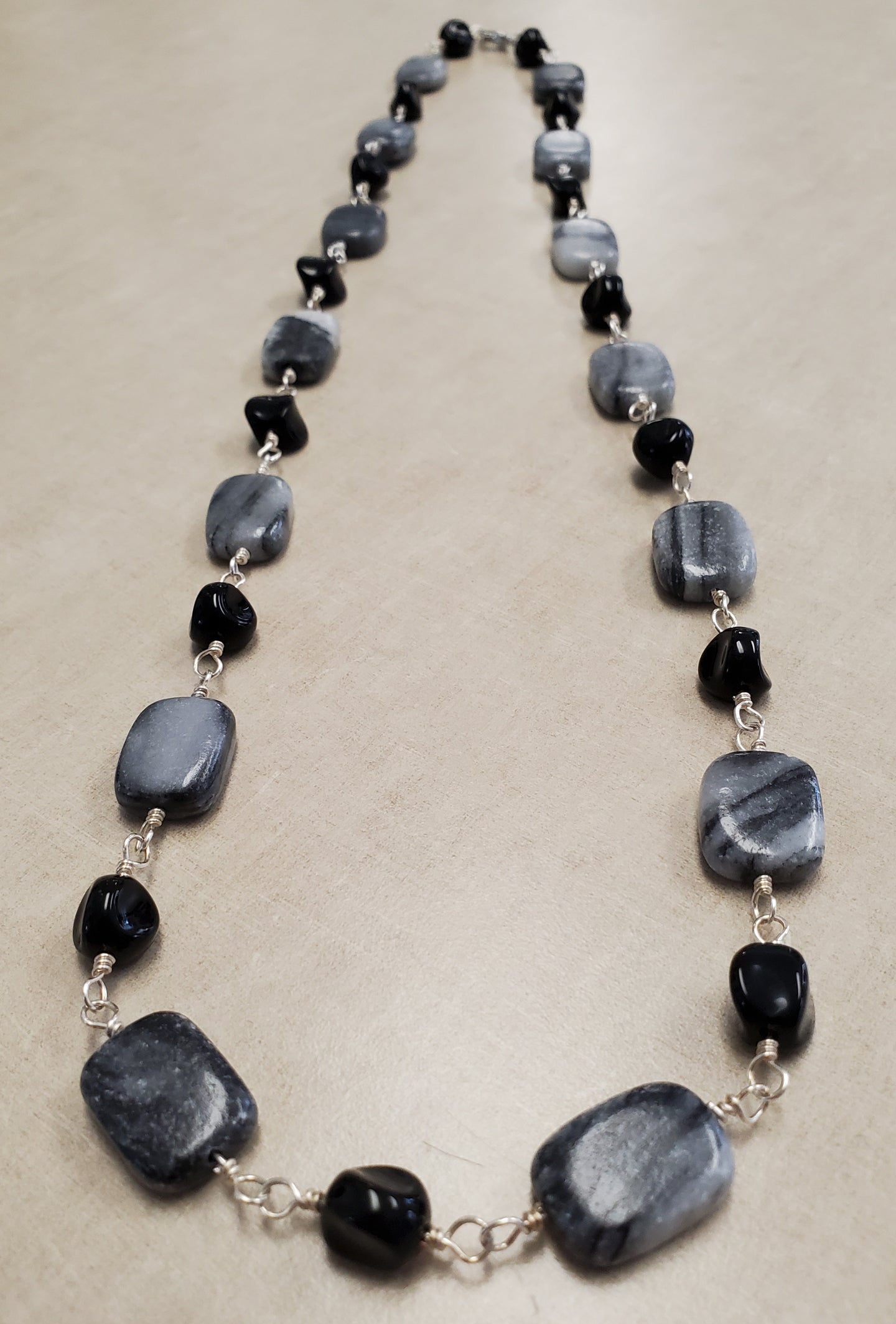 Necklace w/ Gray and Black Stones