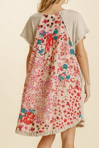 Linen Back Print Dress