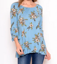 Load image into Gallery viewer, Blue Floral Print Blouse - On or Off Shoulder
