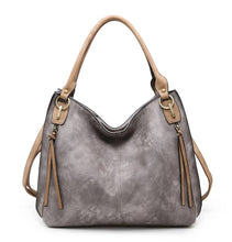 Load image into Gallery viewer, Distressed Gray Pocket Tote Purse