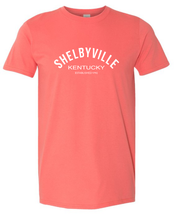 Load image into Gallery viewer, Curved Design Shelbyville Ky Short Sleeve T-Shirt - Choose colors!