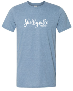 Script Design Shelbyville Ky Short Sleeve T-Shirt - Choose colors!