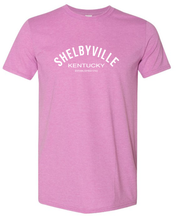 Load image into Gallery viewer, Curved Design Shelbyville Ky Short Sleeve T-Shirt - Choose colors!