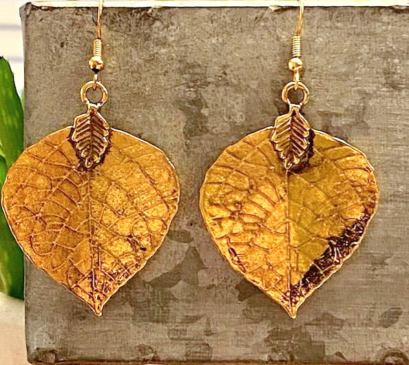 Bright Gold Leaf Earrings