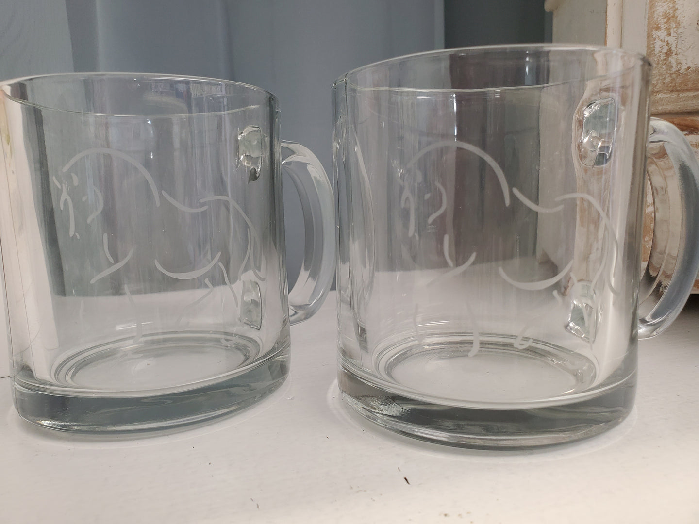 Equestrian Etched Glass Coffee Mugs