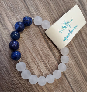 Beaded Infusion Bracelet - Blue & Translucent White