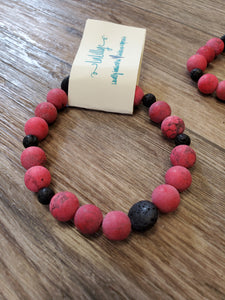 Beaded Infusion Bracelet - Red and Black Stones