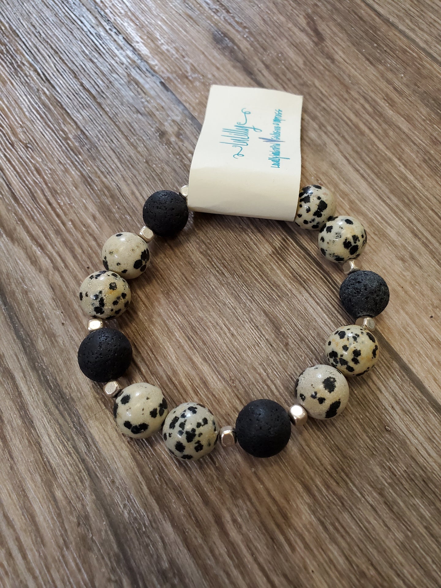 Beaded Infusion Bracelet - Speckled and Black Stones