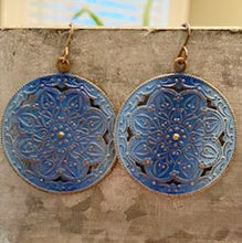 Load image into Gallery viewer, Blue Medallion Earrings by LuLilly