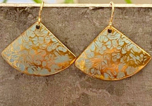 Solid Brass Aqua Pendant Earrings