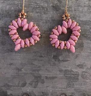 Pink Open Heart Beaded Earrings by LuLilly