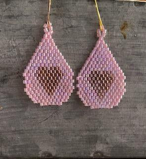 Pink Heart Beaded Earrings by LuLilly