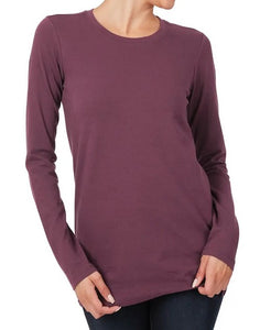 Essential Solid Long Sleeve Shirt - Choose Colors