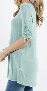 Ruched Sleeve Tunic - Choose Color