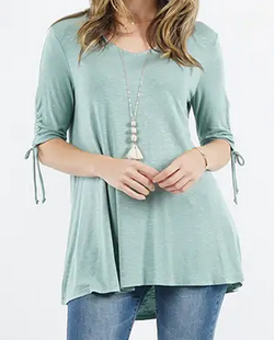 Ruched Sleeve Tunic - Choose Color