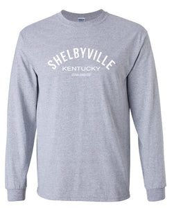 "Shelbyville, KY" Long Sleeve Curved - Choose Color