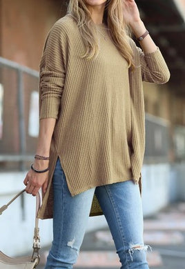 Brushed Thermal Waffle Sweater - Khaki