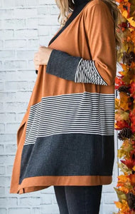 Camel Contrast Open Cardigan