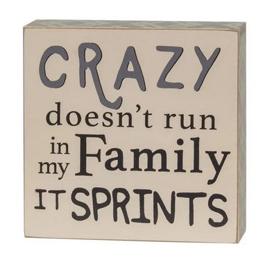 Crazy Sprints in Family Box Sign