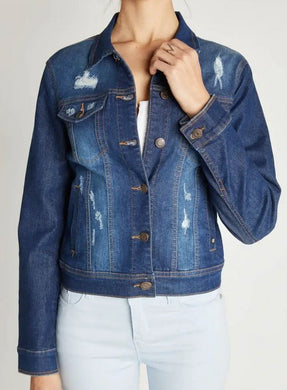 Blue Jean Slightly Distressed Denim Jacket