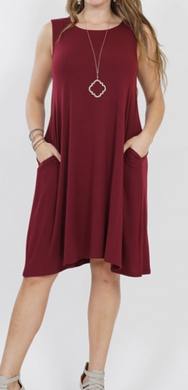 Two-Pocket Sleeveless Dress - PLUS SIZES - Choose Colors