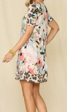 Load image into Gallery viewer, Floral Mid Dress with Leopard Accents