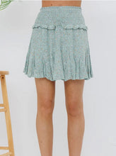 Load image into Gallery viewer, Smocked Floral Green Ruffle Skort
