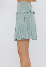 Load image into Gallery viewer, Smocked Floral Green Ruffle Skort
