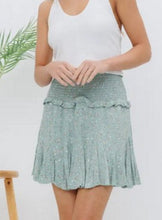 Load image into Gallery viewer, Smocked Floral Green Ruffle Skort