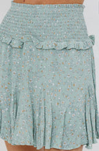 Load image into Gallery viewer, Smocked Floral Green Ruffle Skort