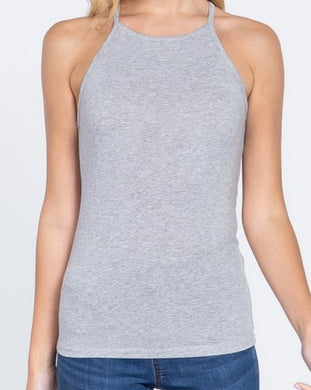 Halter Neck Knit Tank Top - Choose Color