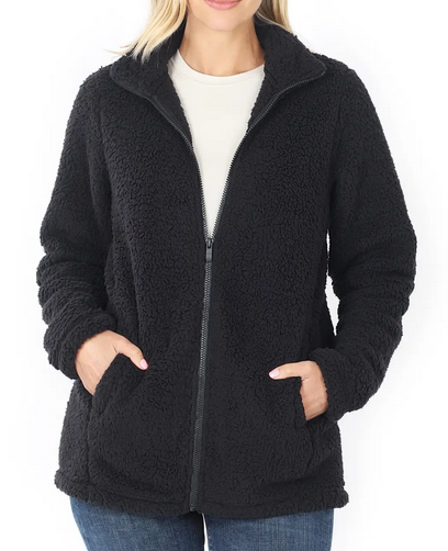 Soft Sherpa Zipper Jacket - Choose Color