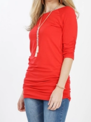 Side Shirred Red Tunic