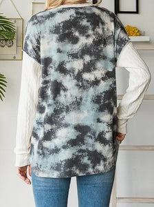 Blue Gray Waffle Sweater Top