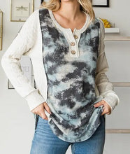 Load image into Gallery viewer, Blue Gray Waffle Sweater Top