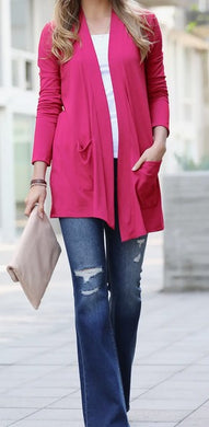 Pink Open Cardigan w/Pockets