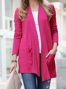 Pink Open Cardigan w/Pockets